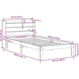 vidaXL Posteljni okvir z vzglavjem bel 75x190 cm trdna borovina | Shoptok.si