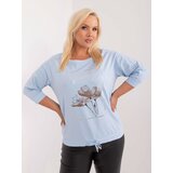 Fashion Hunters Light blue women's oversized blouse with drawstrings | Shoptok.si