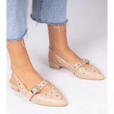 D/CEO marka niezdefiniowana Beige women's pumps with a flat heel and an open heel Salineo | ePonuda.com