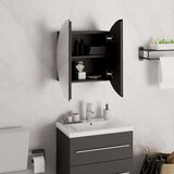  Kupaonski ormarić s okruglim ogledalom LED crni 40x40x17 5 cm | shoptok.hr