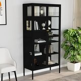 The Living Store Razstavna omarica črna 90x40x180 cm jeklo in kaljeno steklo - Razstavna Omarica, (21430765) Cene