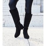 Gemre Black insulated knee-high eco-suede boots Castelvetro | shoptok.hr