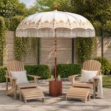  Balinežanski suncobran s bazom Krema i smeđa Ø 210-220 cm | shoptok.hr