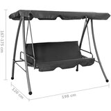  Ljuljačka s nadstrešnicom antracit 192 x 118 x 175 cm čelična | shoptok.hr