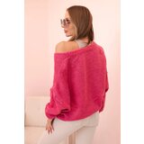 Kesi Włoski Women's sweater with a V-neck and buttons dark pink | shoptok.hr
