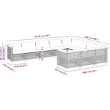  10-dijelni set vrtnih sofa s jastucima crni od poliratana Crna 63.5 x 63.5 x 62 cm | shoptok.hr