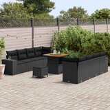  Sjedeća garnitura za vrt 11 kom. Crna poliratan 255 x 62 x 85 cm | shoptok.hr