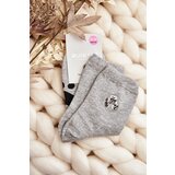 Aura.via Women's Cotton Socks with Patch Teddy Bear Grey | Shoptok.si