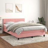  Box spring postelja z vzmetnico roza 140x200 cm žamet Cene