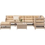 The Living Store Vrtna sedežna garnitura 8-delna z blazinami trdna borovina - Vrtna Sedežna Garnitura, (21475630) | Shoptok.si