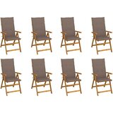  Sklopive stolice s jastucima 8 kom. Masivno bagremovo drvo Tupe 120 x 50 x 3 cm | shoptok.hr