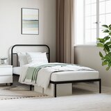 vidaXL Kovinski posteljni okvir z vzglavjem črn 107x203 cm Cene