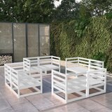 The Living Store Vrtna sedežna garnitura 8-delna bela trdna borovina - Vrtna Sedežna Garnitura, (21475640) | Shoptok.si