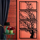 Wallxpert metalni zidni ukras 5498, drvo u 4 vertikalno složena panela, 60 x 120 cm, crni Cene