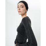 Koton Long Sleeve T-Shirt Crew Neck Ribbed Faded Effect Cotton | shoptok.hr