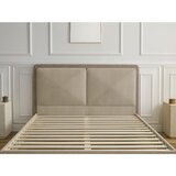 Bobochic Paris Bež/sivorjava oblazinjena oblazinjena zakonska postelja z letvenim dnom 160x200 cm Mara – | Shoptok.si