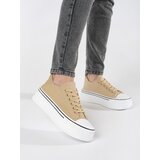 Shelvt Beige women's sneakers with a thick sole | shoptok.hr