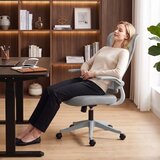  Ergonomska mrežasta uredska stolica okretna stolica s visokim naslonom sklopivi nasloni za ruke funkcija ljuljanja siva | shoptok.hr