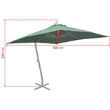  Viseći Suncobran 300x300 cm s Aluminijskom Šipkom Zeleni | shoptok.hr