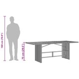  Vrtna miza s stekleno ploščo siva 190x80x75 cm poli ratan | Shoptok.si