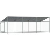 vidaXL Pasji boks s streho in vrati siv 6x2x2 m pocinkano jeklo | Shoptok.si