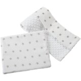 Medi Partners Quilt 75x100 + pillow 35x30 cotton + minky – Gray stars on white + white minky | shoptok.hr