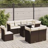 vidaXL 9-dijelni set vrtnih sofa s jastucima poliratan smeđi | shoptok.hr