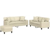  3-dijelni set sofa s jastucima krem od umjetne kože | shoptok.hr