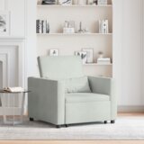 vidaXL Pretvorni naslanjač Svetlo siva Poliester, pena, les Srednji | Shoptok.si