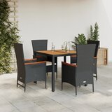  3-dijelni vrtni blagovaonski set s jastucima od poliratana crni Crna | shoptok.hr