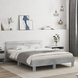  Okvir za krevet s uzglavljem i LED siva boja betona 140x190 cm | shoptok.hr