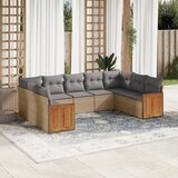 vidaXL 9-dijelni set vrtnih sofa s jastucima bež od poliratana | shoptok.hr