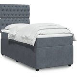 vidaXL Box spring postelja z vzmetnico temno siv 90x190 cm žamet | Shoptok.si