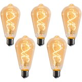 LUEDD Set van 5 E27 dimbare LED lampen spiraal filament ST64 goud 4W 270 lm 2100K | Shoptok.si