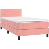 Box spring postelja z vzmetnico roza 90x200 cm žamet, (20723287) | Shoptok.si