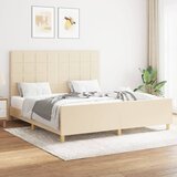 Maison Chic Posteljni okvir - Dvoposteljna postelja - Zakonska postelja brez vzmetnice krem 160x200 cm blago-J3943, (21764730) | Shoptok.si