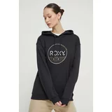 Roxy Pulover ženski, črna barva, s kapuco, ERJFT04815