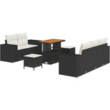 vidaXL 8 komadna vrtna sofa set s jastucima Crni poli ratan akacija, 3 komadni vrtni obrok set s jastucima Crni poli ratan akacija Cijene