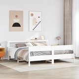 Maison Chic Posteljni okvir - Dvoposteljna postelja - Zakonska postelja brez vzmetnice bel 200x200 cm trdna borovina-J3701, (21759243) | Shoptok.si