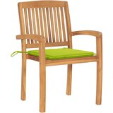 Maison Chic Vrtni stoli - Stol za vrt 2 kosa s svetlo zelenimi blazinami trdna tikovina JS1295, (21877362) | Shoptok.si