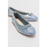 LuviShoes 02 Women's Blue Glittery Flat Shoes Cene