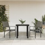 vidaXL 3-dijelni vrtni blagovaonski set crni od čelika i tekstilena | shoptok.hr