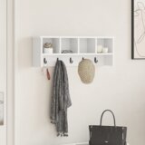 vidaXL Vješalica za kapute na zidu s policom Zidne s pohranom Bijelo 75 x 16 x 26 cm | shoptok.hr