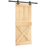  Klizna vrata Prirodna i crna 90 x 210 cm Čvrsta borovina | shoptok.hr
