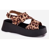 Boto Women's Sandals With Leopard Print On Platform Eco Suede Brown Karonia | Shoptok.si