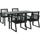  5-dijelni vrtni blagovaonski set od PVC ratana crni | shoptok.hr