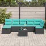  Set sofe s jastukom s pohranom 8 pcs Crna i Tirkizna poliratan | shoptok.hr