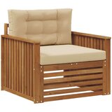  Set vanjskih sofa Čvrsto drvo akacije i poliester Prirodna - Prirodno i bež Vučna šina | shoptok.hr