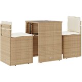  3-dijelni bistro set s jastucima bež od poliratana | shoptok.hr