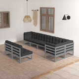  Vrtna sedežna garnitura 8-delna z blazinami trdna borovina, (20676158) | Shoptok.si